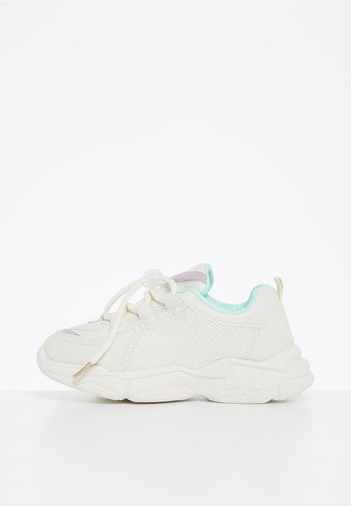 Pop Candy - Younger girls chunky sneaker - white & purple