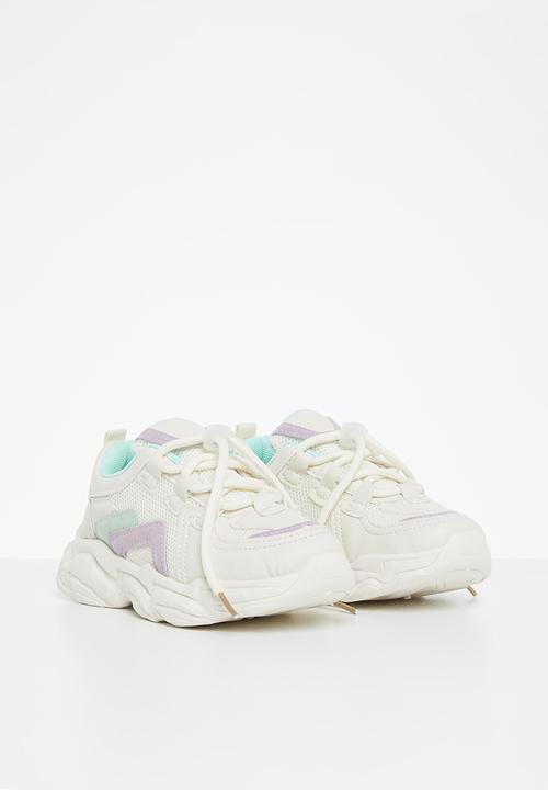 Pop Candy - Younger girls chunky sneaker - white & purple