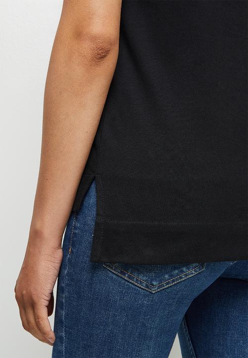 edit - Step hem cotton tee - black