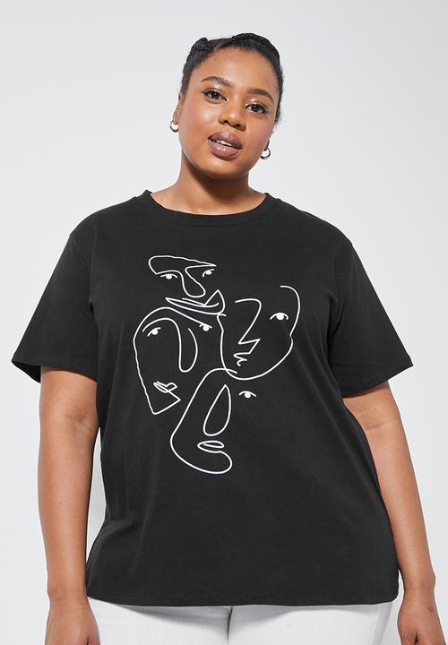 Superbalist - Doodle faces tee - black