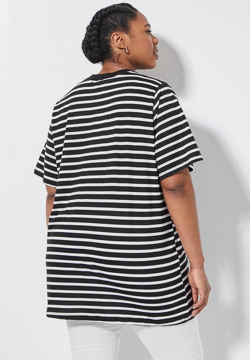 Superbalist - Longline tee - black & white 
