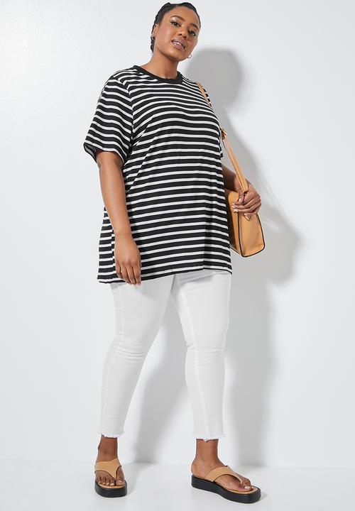 Superbalist - Longline tee - black & white 