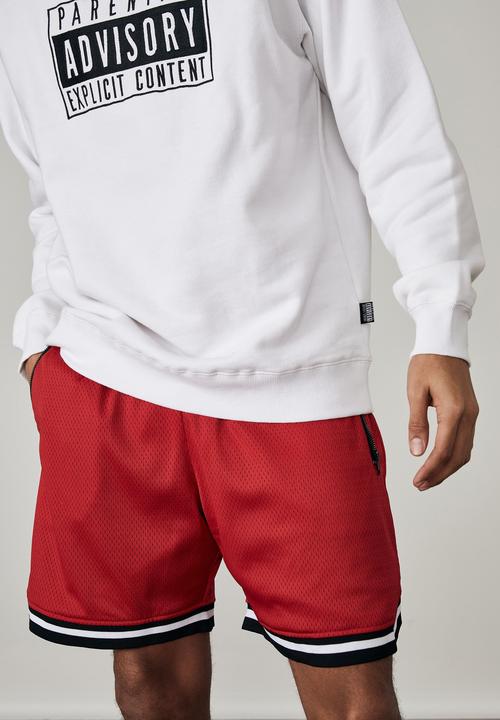 Factorie - Basketball short - red/jacquard hem