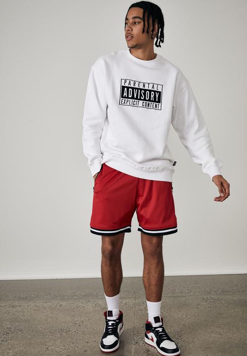 Factorie - Basketball short - red/jacquard hem