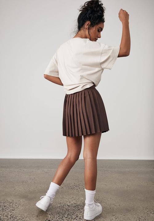 Factorie - Mini pleat skirt - bitter choc