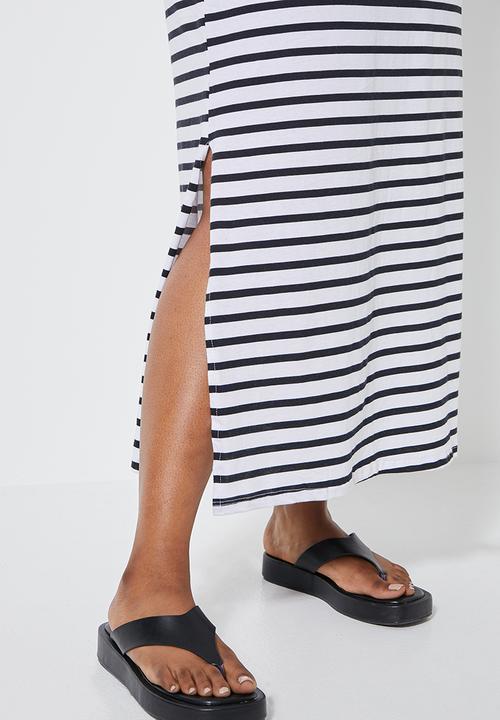 Superbalist - Shoulder pad column dress - white & black 