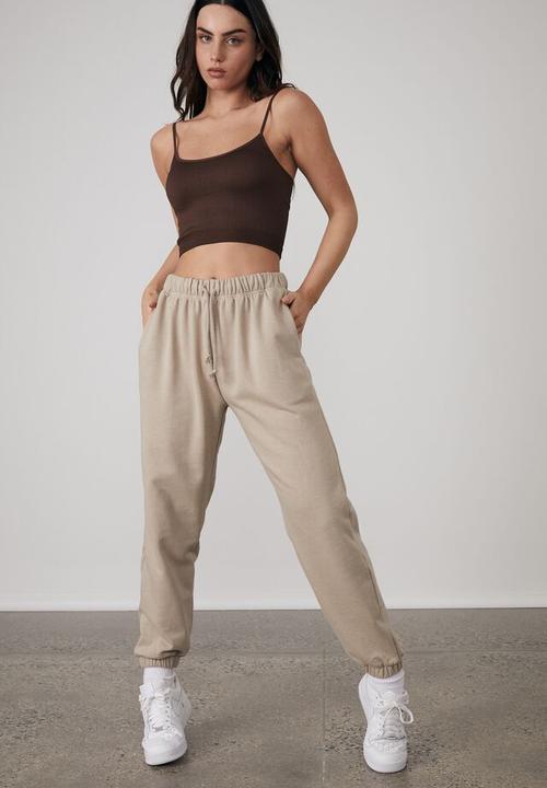 Factorie - Loop back trackpant - brown mushroom