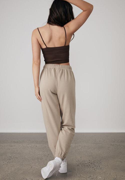 Factorie - Loop back trackpant - brown mushroom