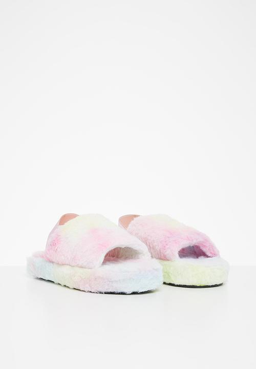 Rebel Republic - Girls fluffy slide slipper - multi