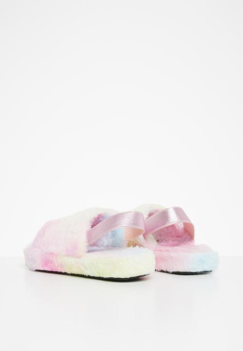 Rebel Republic - Girls fluffy slide slipper - multi