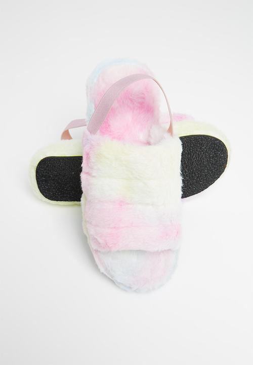 Rebel Republic - Girls fluffy slide slipper - multi