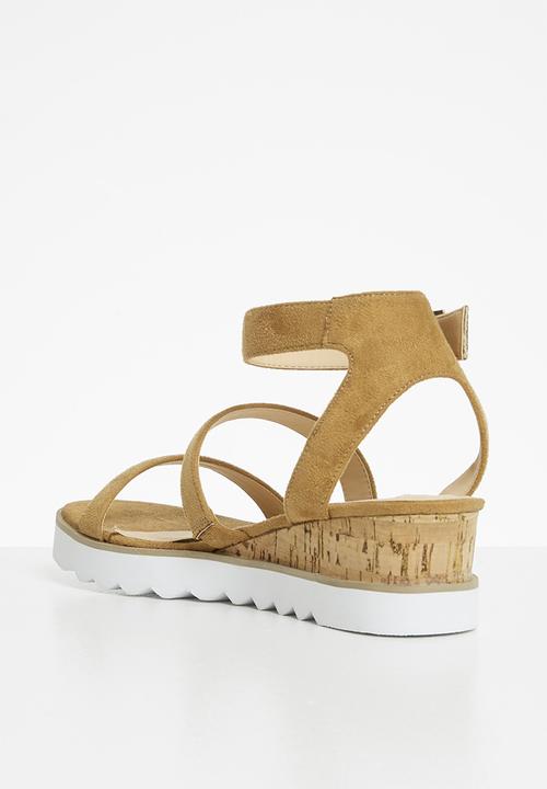 Madison® - Erika ankle strap wedge heel - tan