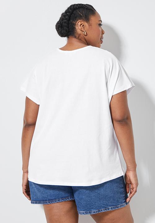 Superbalist - 2-pack grown on sleeve inset tee - stone & white 