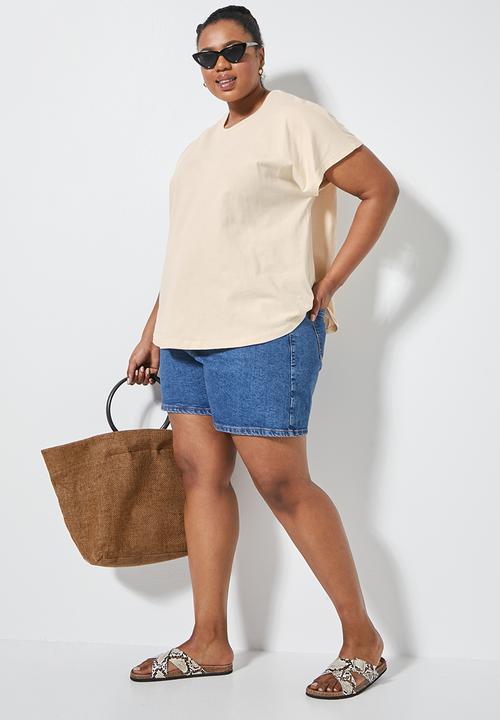 Superbalist - 2-pack grown on sleeve inset tee - stone & white 