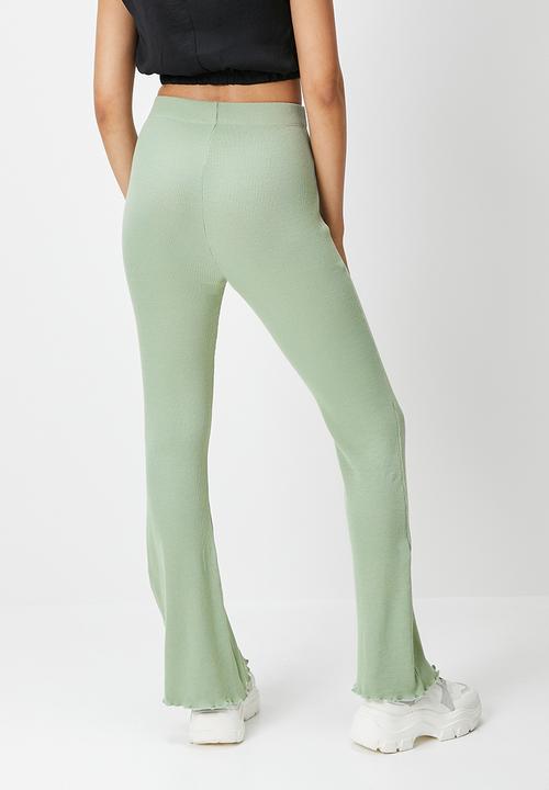 Blake - Rib flare leg trouser - sage