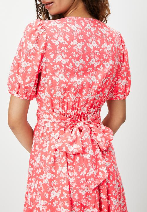 Blake - Fit and flare wrap front mini - pink