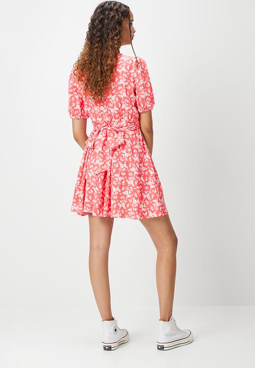 Blake - Fit and flare wrap front mini - pink