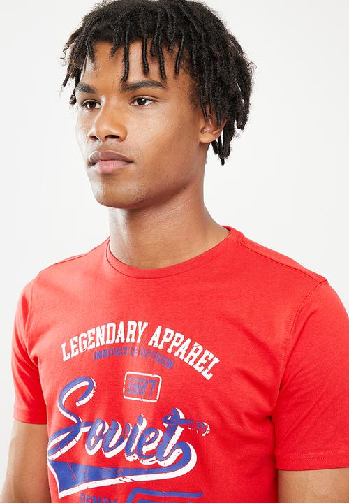 SOVIET - M sparks short sleeve logo tee  - red