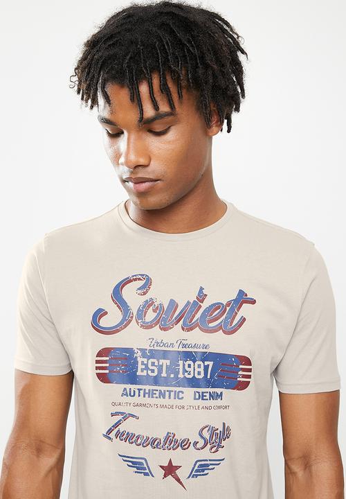 SOVIET - M ward short sleeve logo tee  - grey 