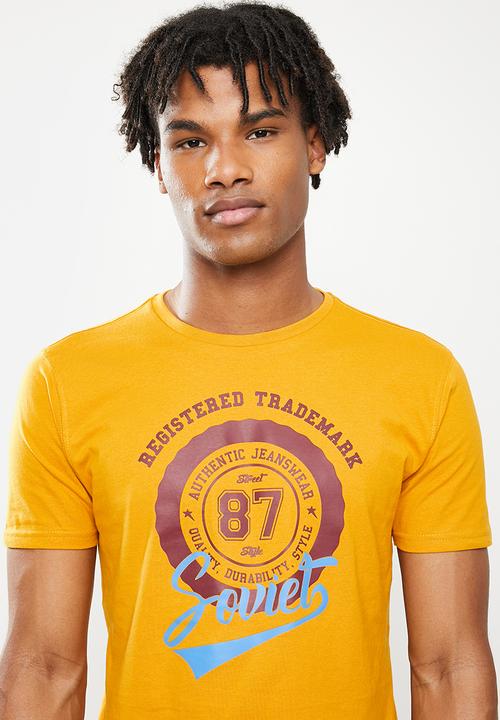 SOVIET - M trafford short sleeve logo tee  - yellow 