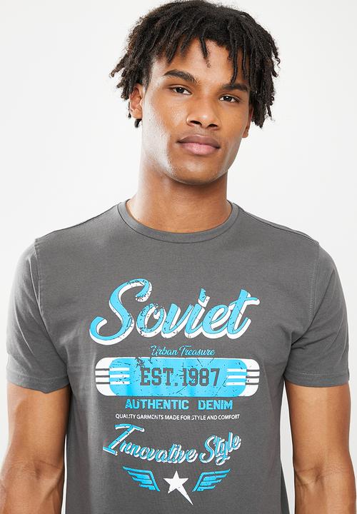 SOVIET - M ward short sleeve logo tee  - dark grey