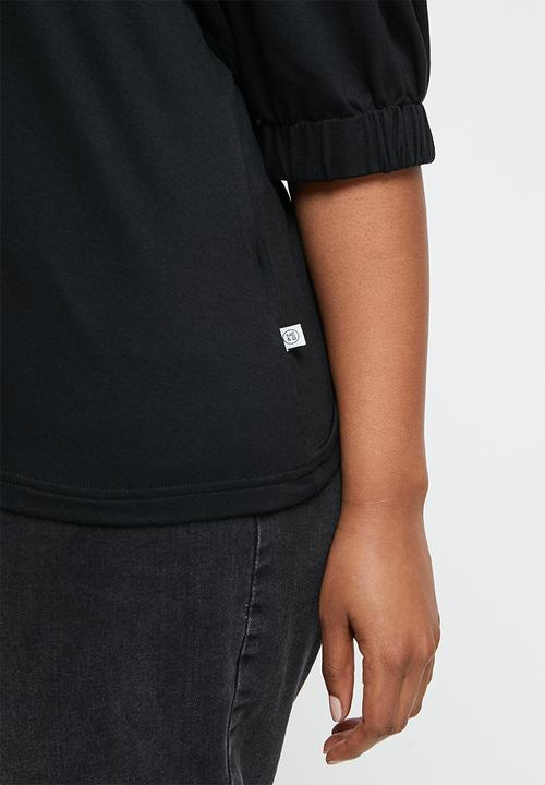 Me&B - Plus basic puff sleeve tee - black
