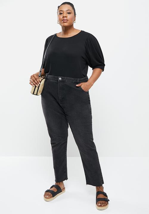 Me&B - Plus basic puff sleeve tee - black