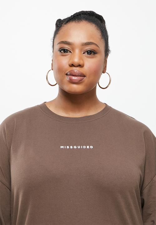 Missguided - Plus size missguided tee and jogger set - chocolate