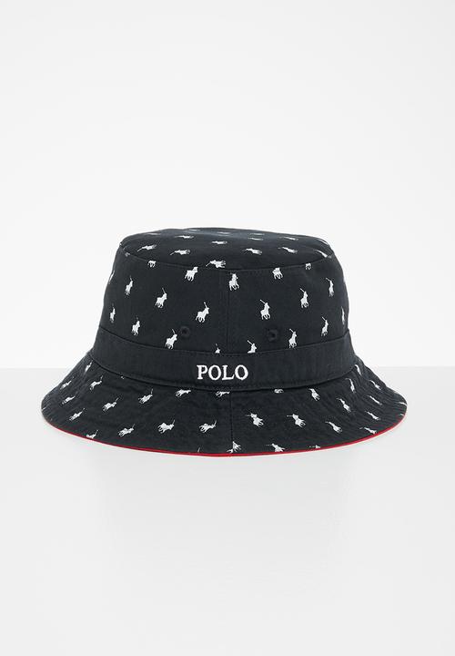 POLO - Reversible monogram bucket hat - red & navy 
