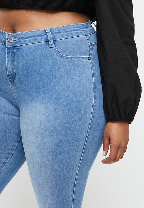 Missguided - Curve anarchy mid rise skinny jeans - blue