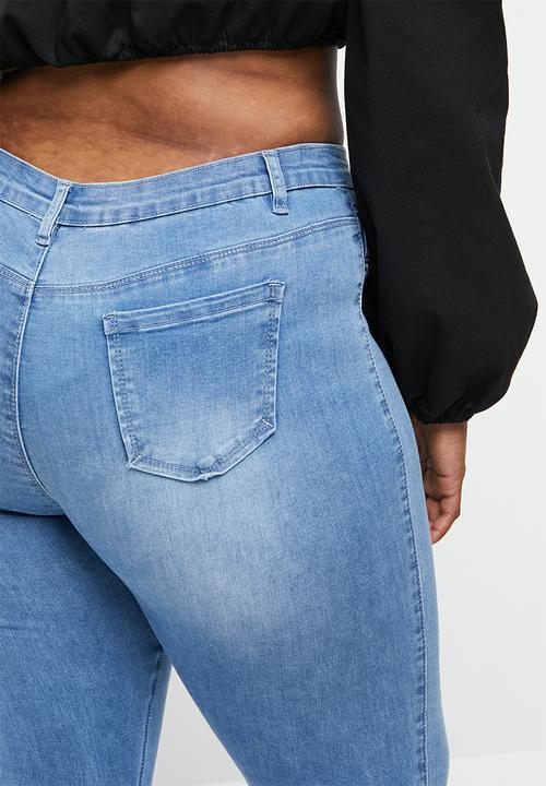 Missguided - Curve anarchy mid rise skinny jeans - blue