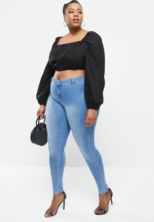 Missguided - Curve anarchy mid rise skinny jeans - blue
