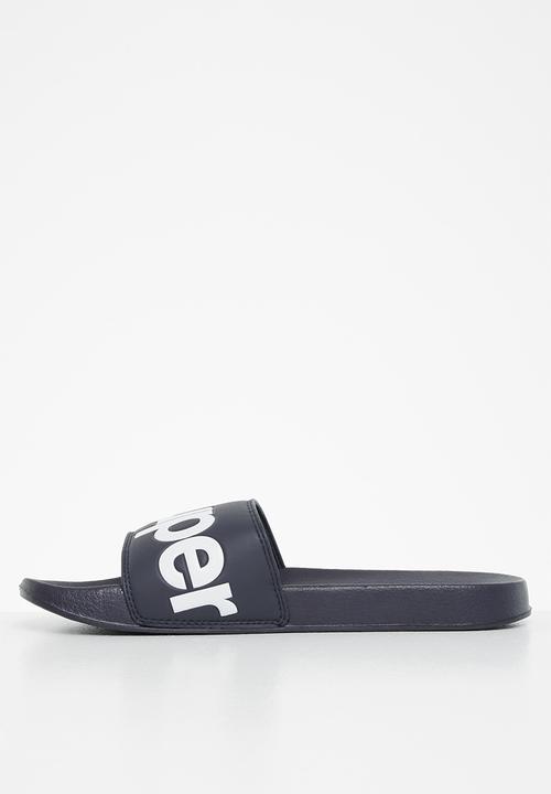 Superdry. - Classic superdry pool slider - navy