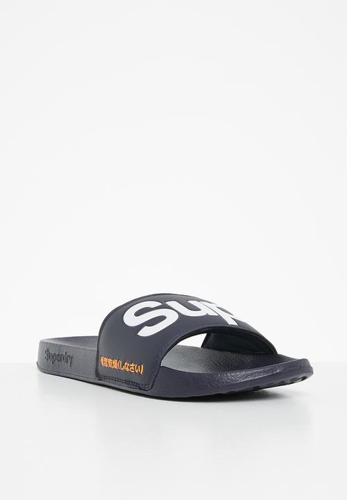 Superdry. - Classic superdry pool slider - navy