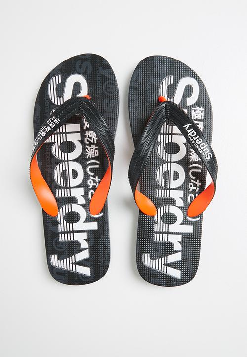 Superdry. - Aop flip-flops - black & red