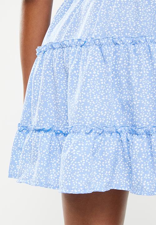 dailyfriday - Tiered mini skirt - light blue