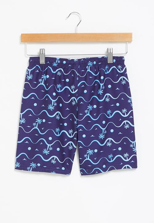 Rebel Republic - Tween boys printed swimshort - blue