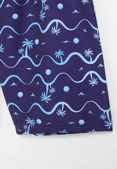 Rebel Republic - Tween boys printed swimshort - blue