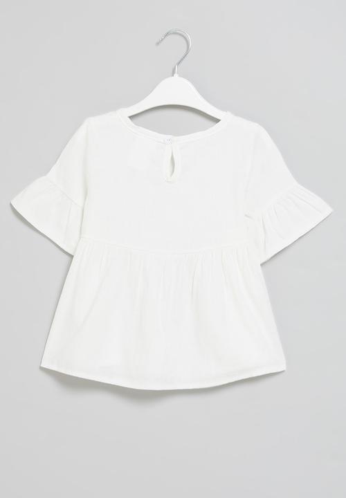 Pop Candy - Baby girls tiered top - white