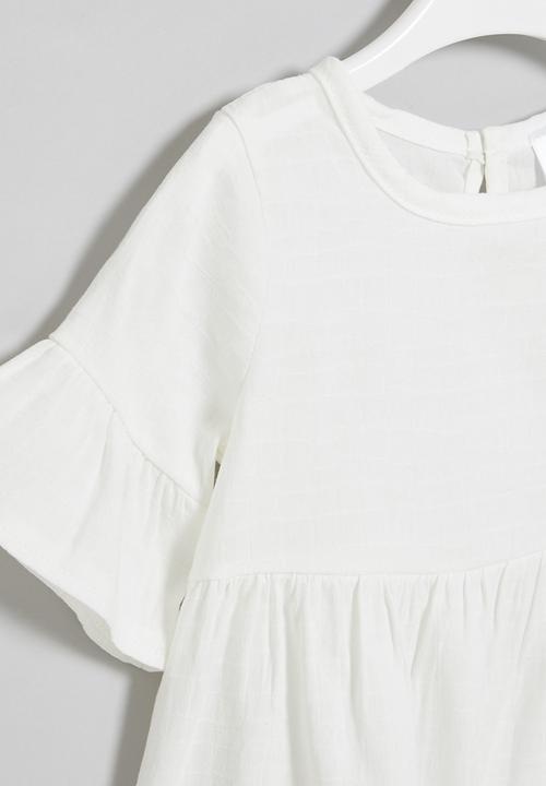 Pop Candy - Baby girls tiered top - white