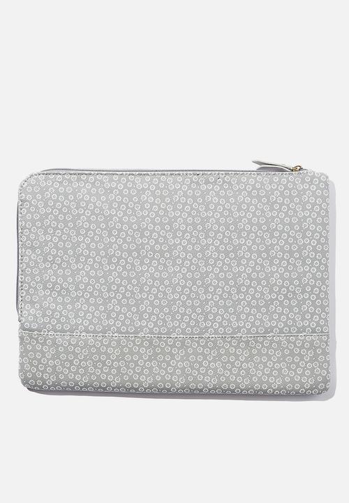 Typo - Oxford 13 inch laptop case pu - stamped daisy greyscale