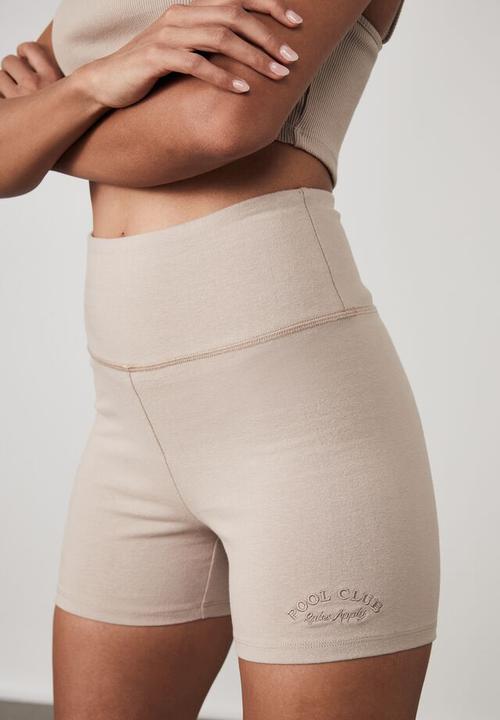 Factorie - Cheeky high waisted printed bike short - brown mushroom