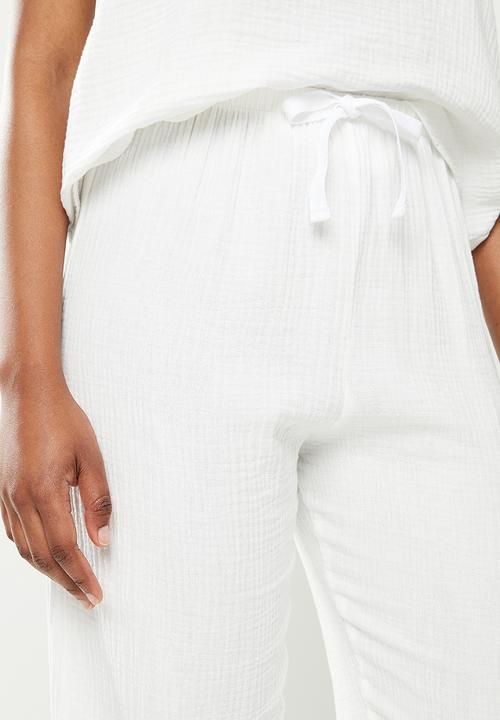 Superbalist - 100% cotton sleep cami & pants set - white