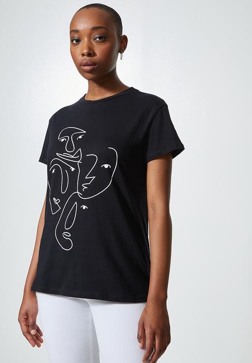 Superbalist - Doodle faces tee - black