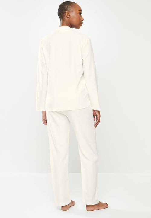 Superbalist - Linen blend sleep shirt & pants set - ecru