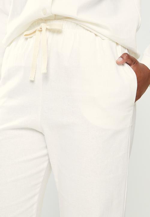 Superbalist - Linen blend sleep shirt & pants set - ecru