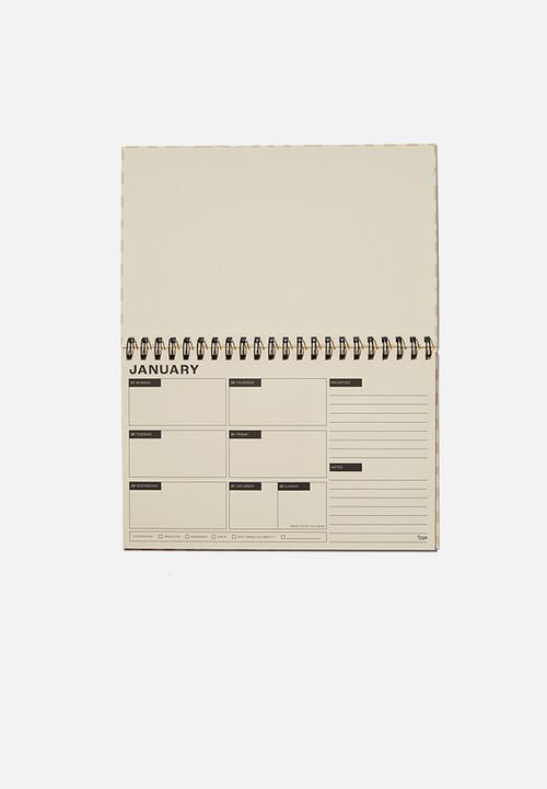 Typo - 2022 wide desk calendar - warped checkerboard driftwood