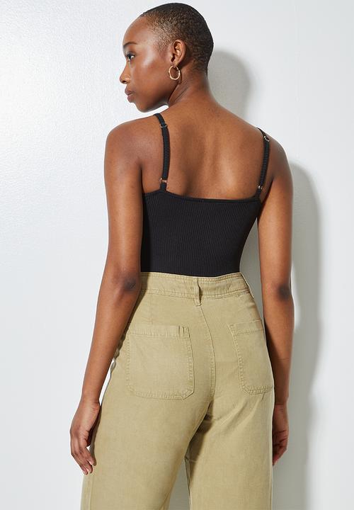 Superbalist - 2 Pack straight neck rib cami bodysuit - black & white