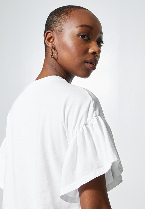 Superbalist - Combo fabric ruffle tee - white