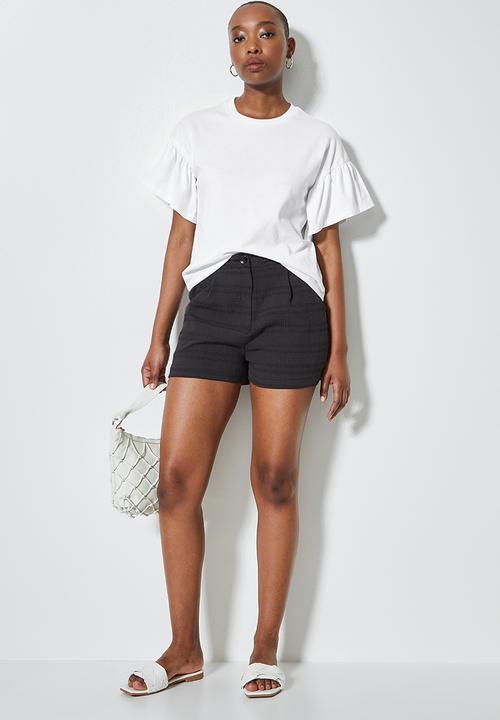 Superbalist - Combo fabric ruffle tee - white